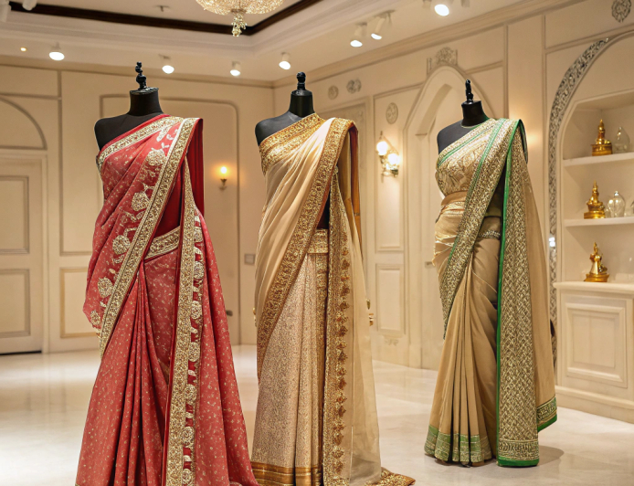 রাজকীয় গ্ল্যামারে নিজেকে সাজান – গোল্ডেন হাফ সিল্ক শাড়ি এখন দারুন অফারে!