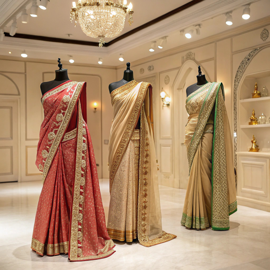 রাজকীয় গ্ল্যামারে নিজেকে সাজান – গোল্ডেন হাফ সিল্ক শাড়ি এখন দারুন অফারে!