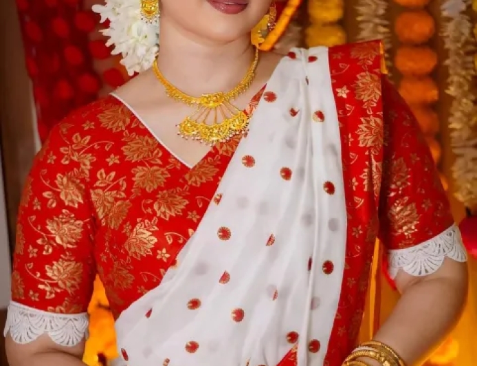 Half Silk Afsan Print Saree for Women – Elegant, Comfortable & All-Season Wear | International Bazzar BD