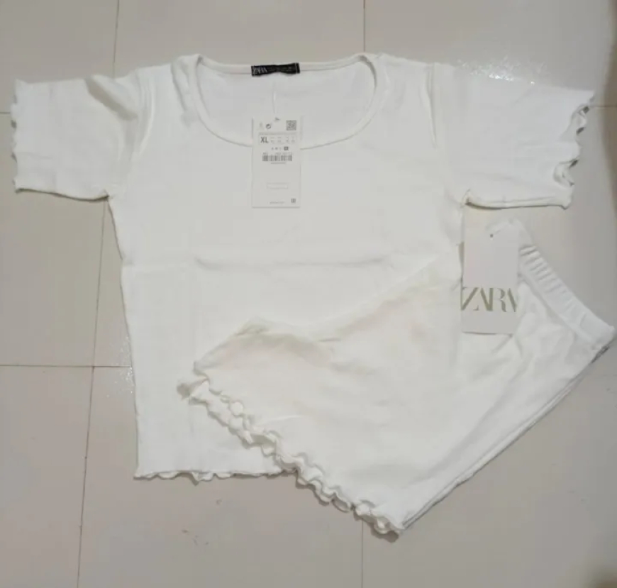 Cami Top & Bottom T-Shirt Set – Stylish Lettuce Edge Casual Wear | International Bazzar BD – Best Casual Wear in Bangladesh